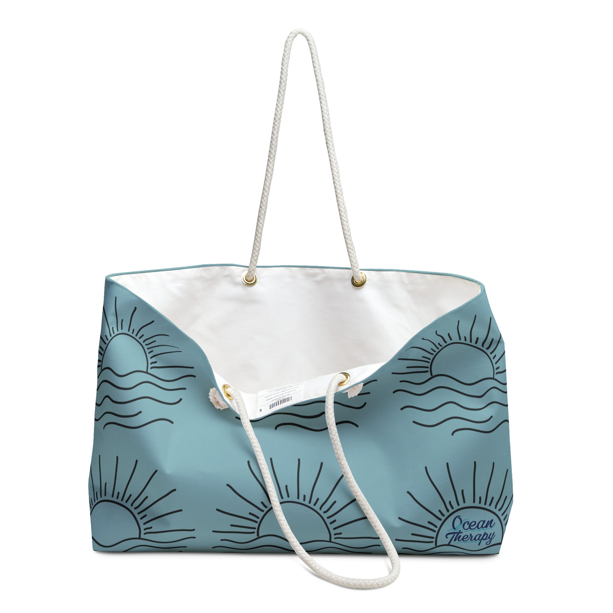 Coastal Sunrise Weekender Bag — Beach Tote with Sun & Wave Pattern